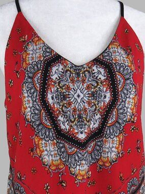 By & By Women's Red Scarf Boho Halter Top Size M (C2052)